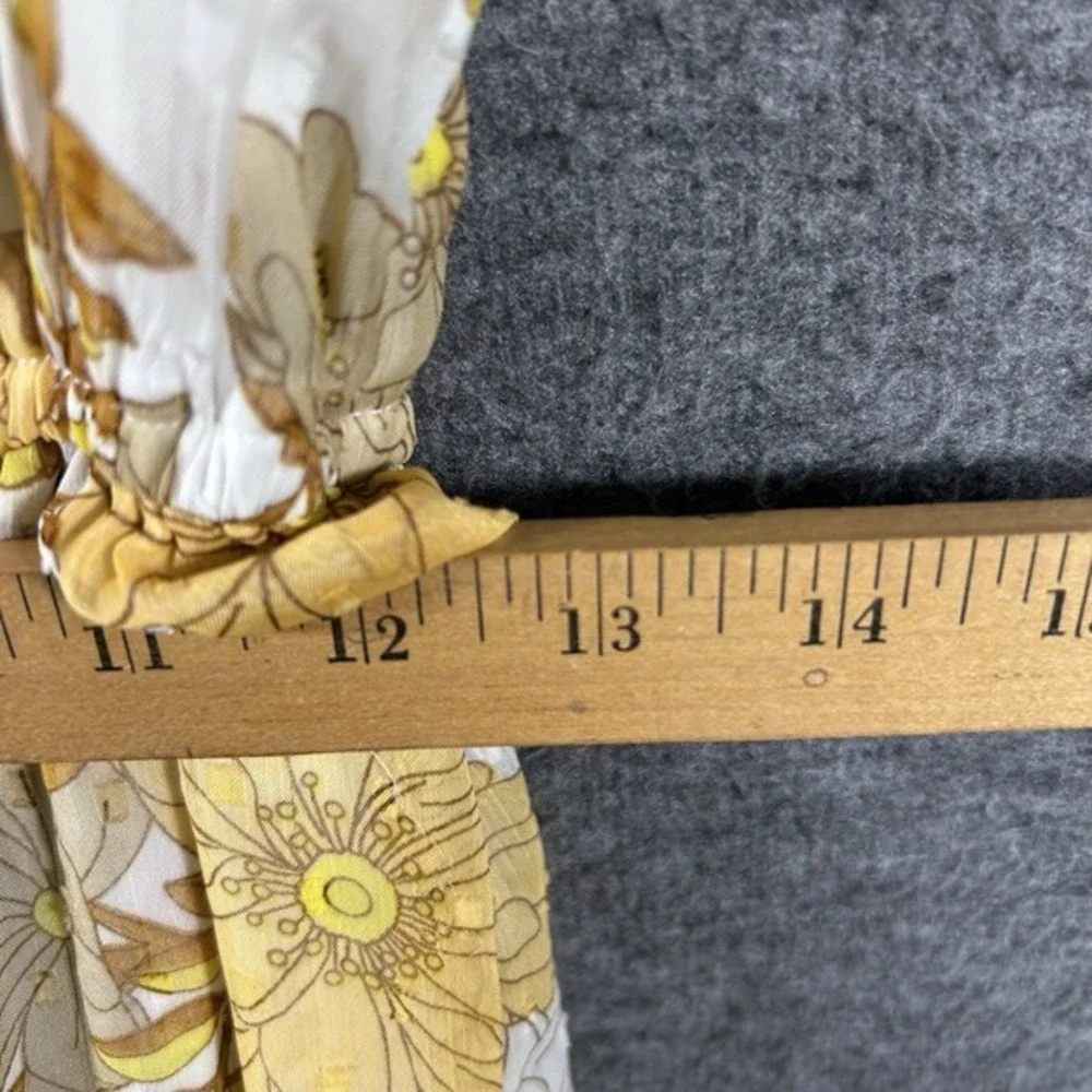 Charlotte Russe Maxi Women's Sundress Size M Yellow Floral Tiered Babydoll Lined - Picture 9 of 12